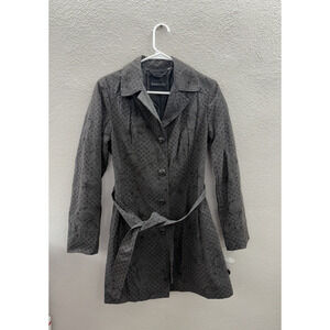 Relativity Womens Jacket Size Small Black Floral Button Up Trench Coat NWTs